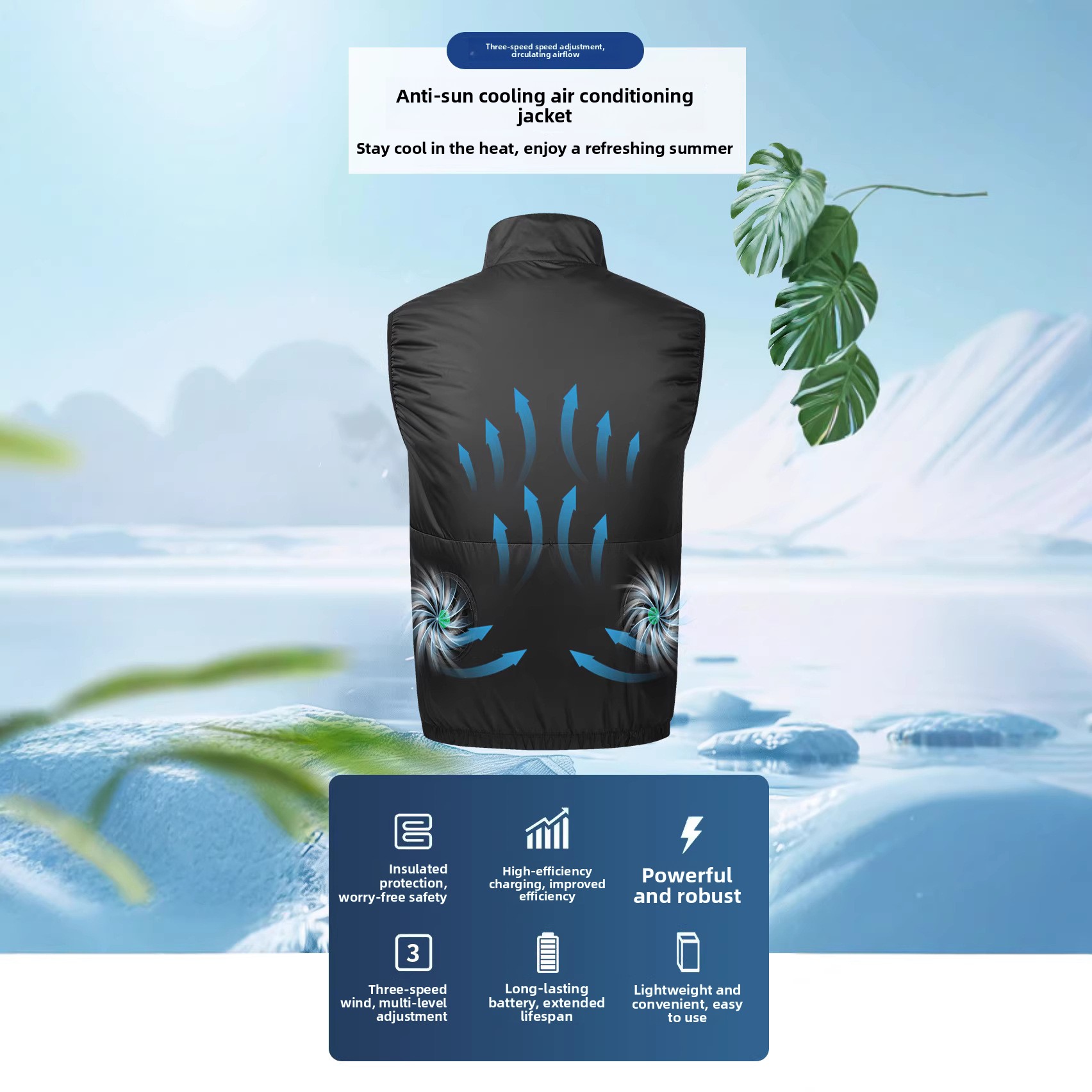 Airconditioning ventilatorvest mouwloos lasbeschermend vest herenstijl zomermode polyester stof werkkleding vest