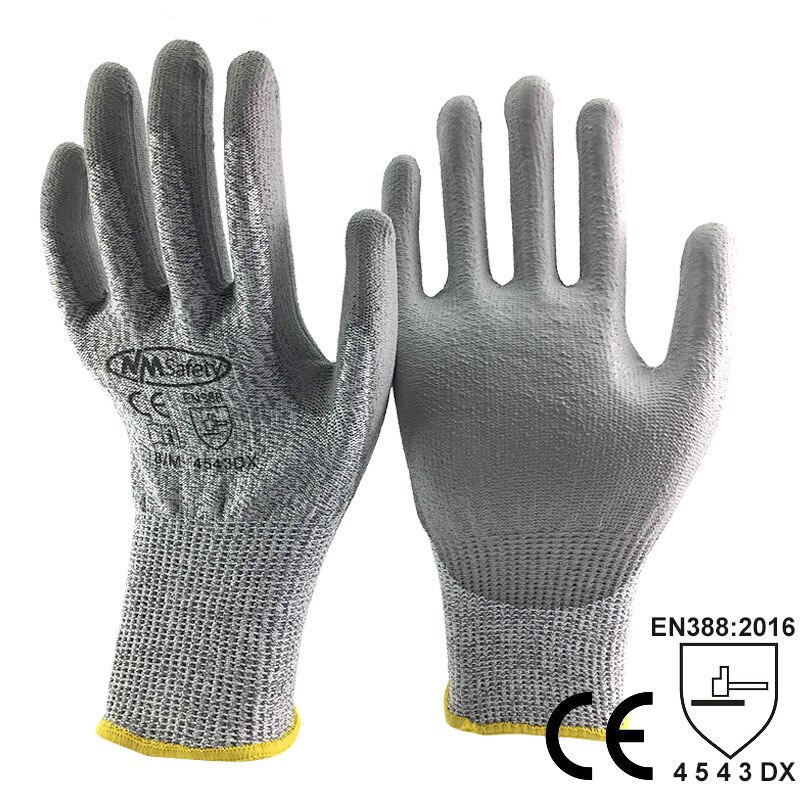 SRSAFETY, 12 pares, guantes usados para trabajo familiar, anticortes, guantes de trabajo baratos, nivel de corte 3, DY110-DG-PU
