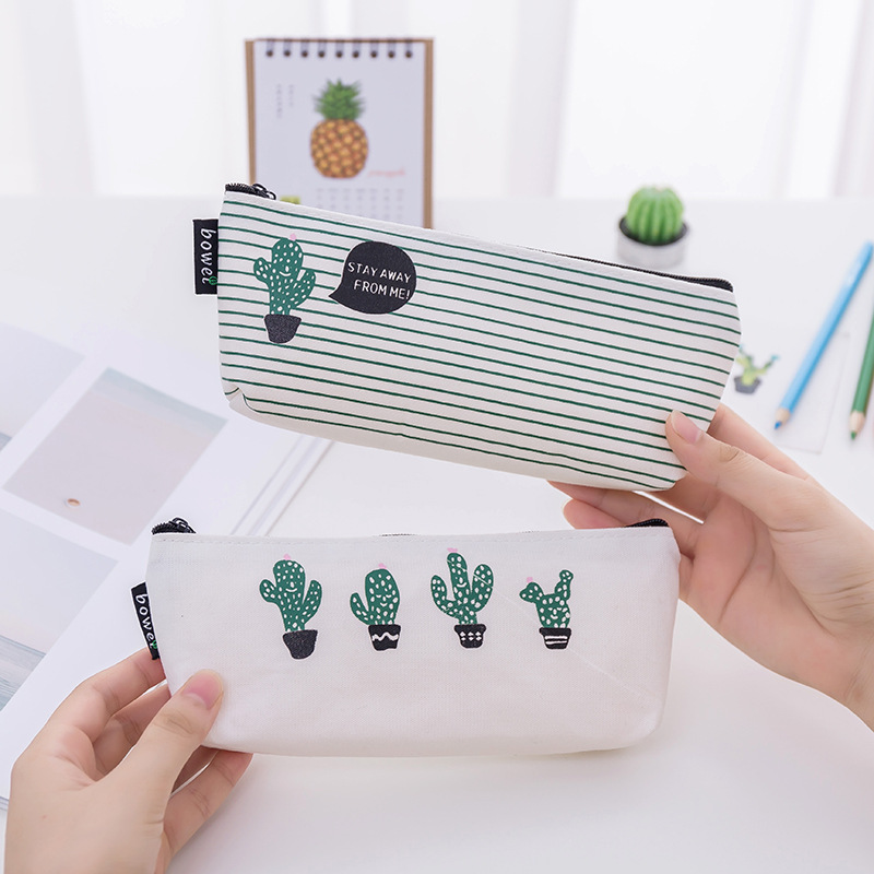 1pcs Groene Natuur Schoolbenodigdheden Etui Kawaii Student School Cosmetische Tas voor Vrouwen Kantoorbenodigdheden Escolar Canvas