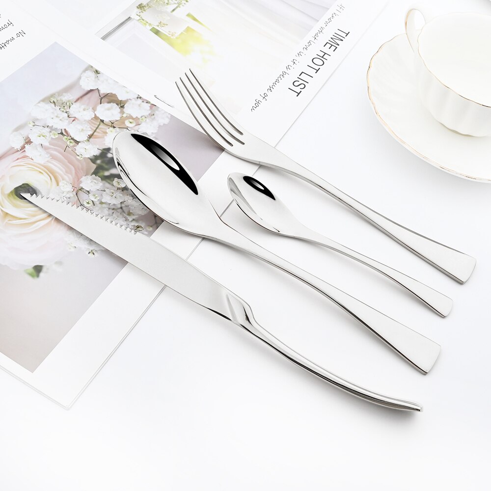 Zilverwerk 4 Stks/set Bestek Set Mes Vorken Lepels Diner Set Keuken Spiegel Servies Set 304 Roestvrij Staal Servies Set