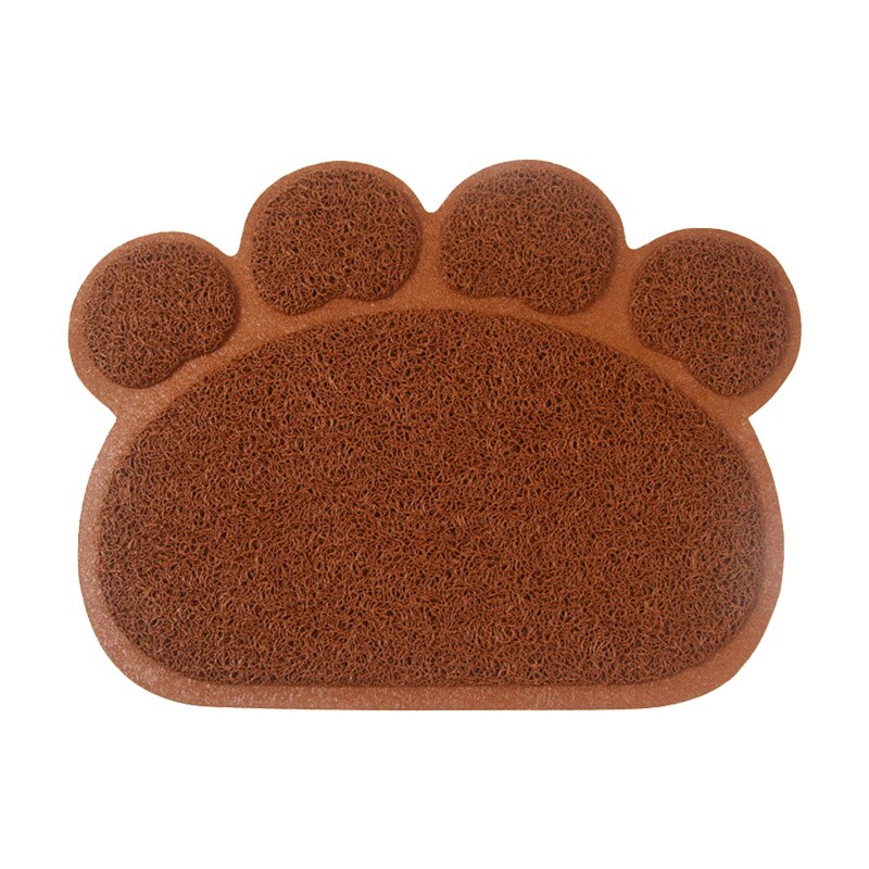 Pfote Geformt Katzenstreu matt Wurf Fangen Pad Wasserdichte PVC Haustier Hundefutter Matten Fütterung Tischset Einfach Waschen Nicht-Unterhose Boden Pads: Braun / L(45x60cm)
