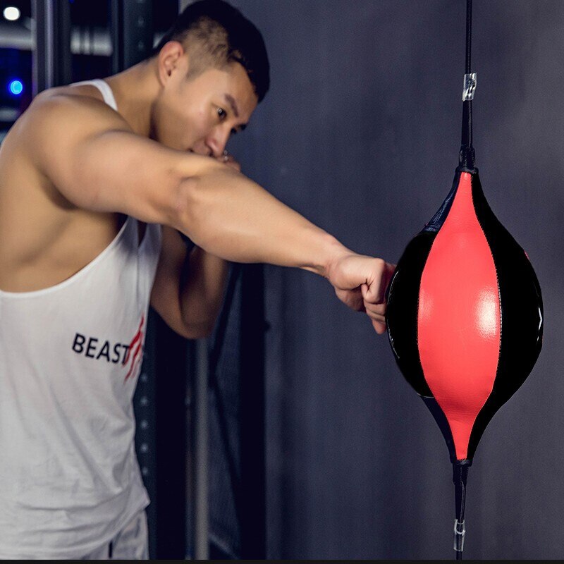 Bolsa de boxeo con anillo de bloqueo MMA para adultos, Bola de boxeo de PU, pera, bolas de velocidad para reflejos, equipo deportivo de Fitness, entrenamiento inflable