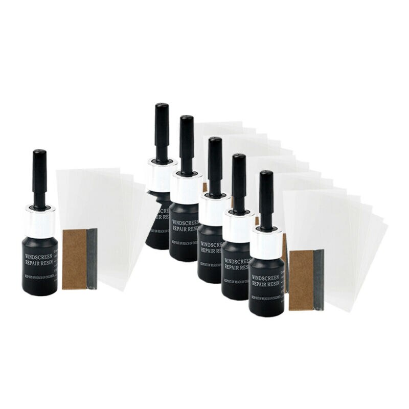 6 Pack Repair Liquid Car Glass Nano Repair Windscreen Chips Cracks Black