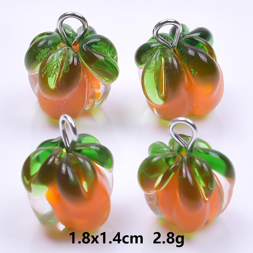 5Pcs/Lot Mix Styles Glass Fruit Strawberry Peach Charms Diy Vegetable Eggplant Sweet Potato Pendant Jewelry Accessories Finding: Imitation Rhodium Plated