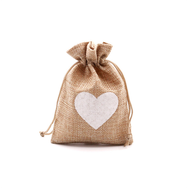 10*14cm 5PCS Burlap Drawstring Bags Jute Hessian Drawstring Sack Wedding Favor Pouches Home Party Decoration Crafts Pack: Brown