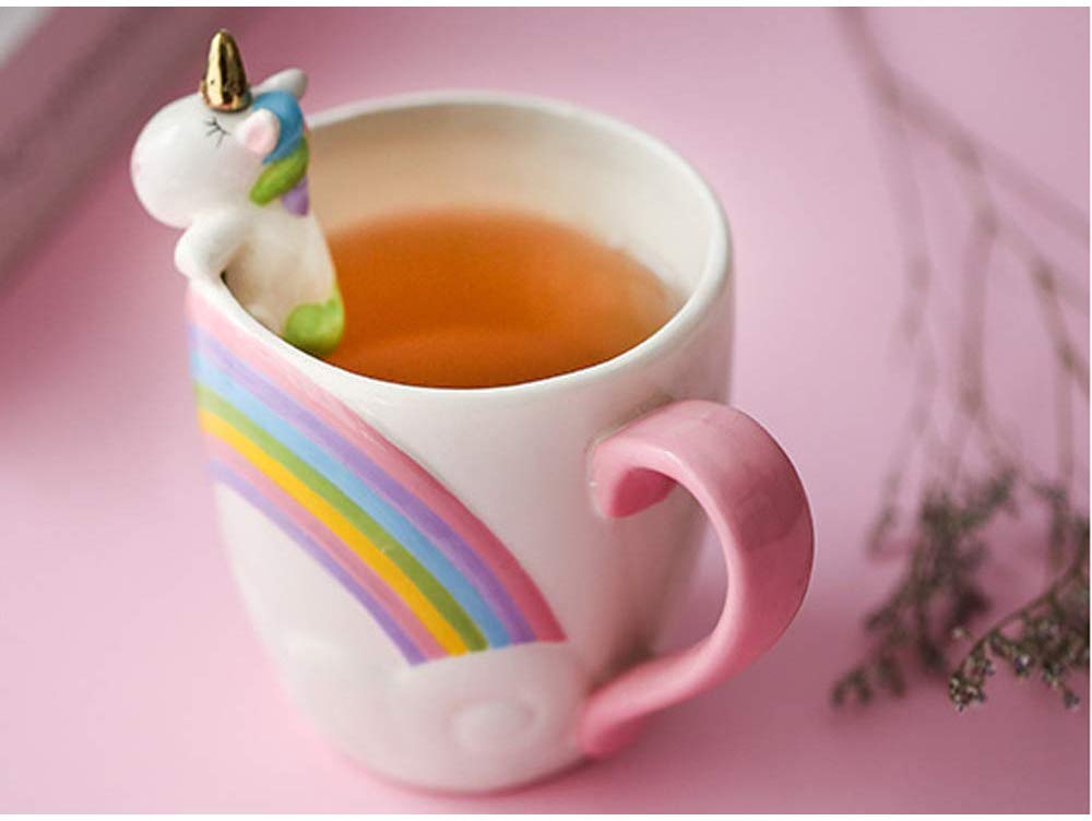 3D Unicorn Mug With handle rainbow Ceramic Coffee tea Cup Cute Cartoon Unicorn Mugs Novelty Porcelain milk Cup