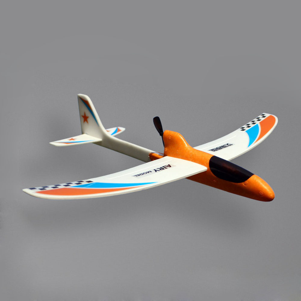 Schaum Flugzeug DIY Segelflugzeug Flugzeug Modell Hand Werfen Elektrische Flugzeug Widerstand zu fallen Spielzeug für Kinder Kinder Jungen Geburtstag: Orange
