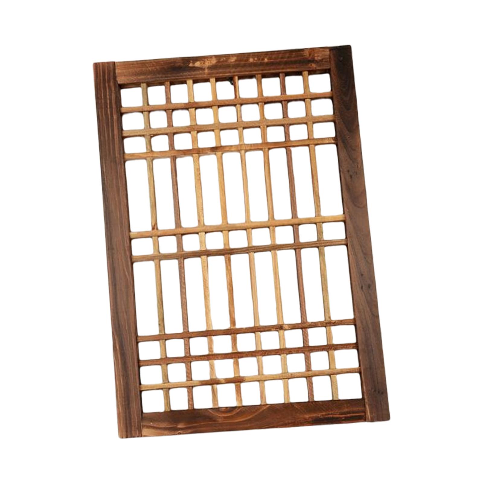 Wooden Window Frame Lattice Window Pane Wall Decor for Backyard, Patio, to Hang: Yellow