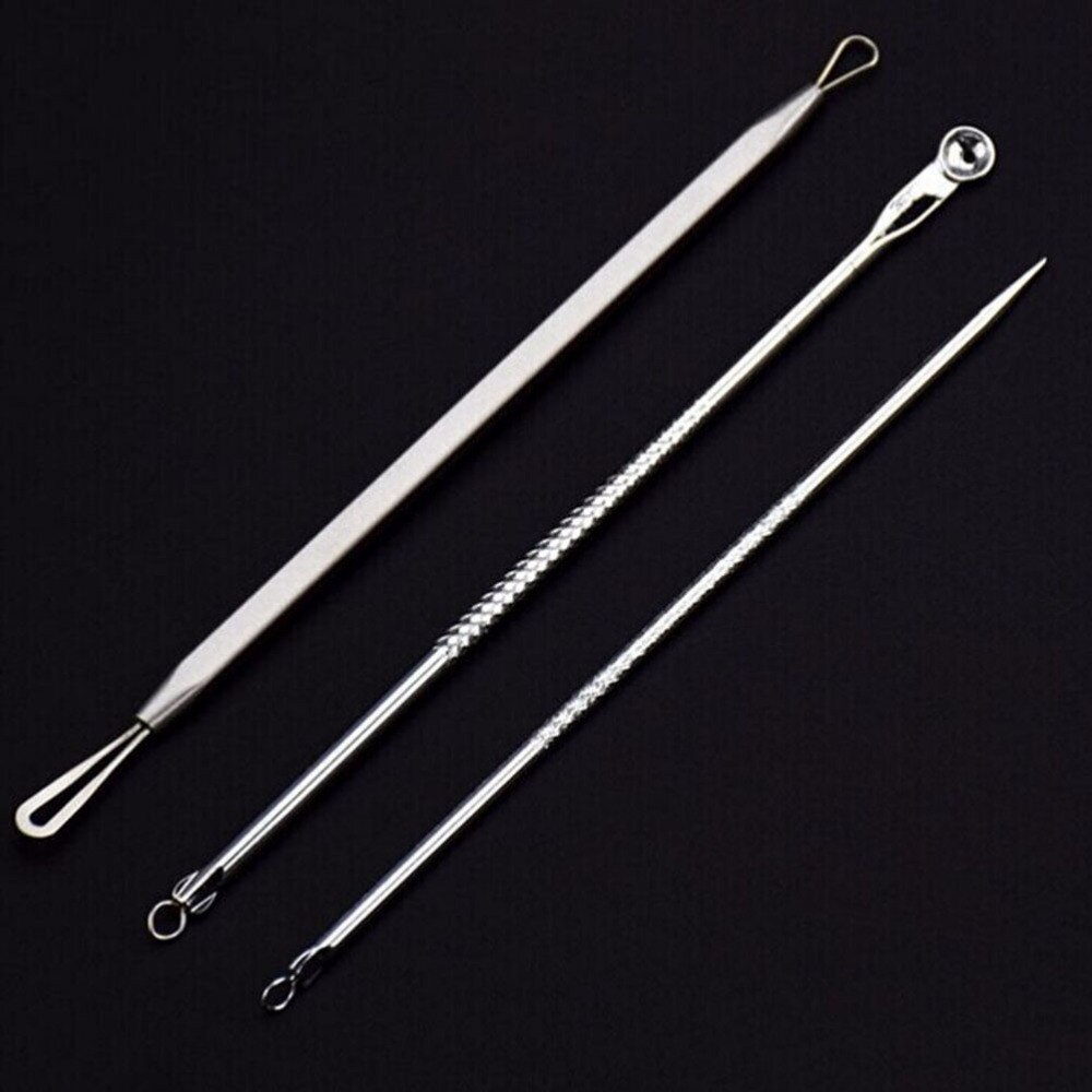 Comedone Extractor Stainless Needles Antibacterial Acne Cleansing Cleaning Removal Ear Care Tools 3Pcs/set