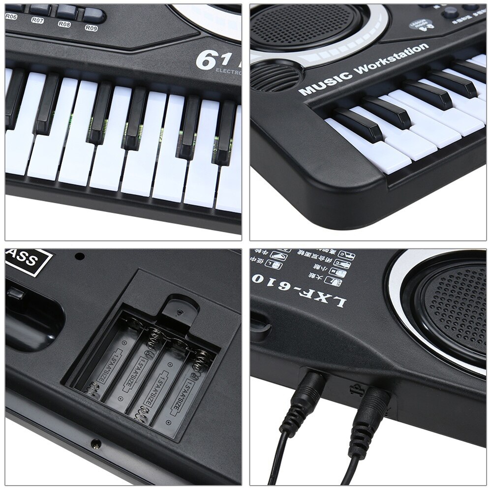 61 taster sort digital musik elektronisk tastatur nøglebræt elektrisk klaver børn musikinstrument