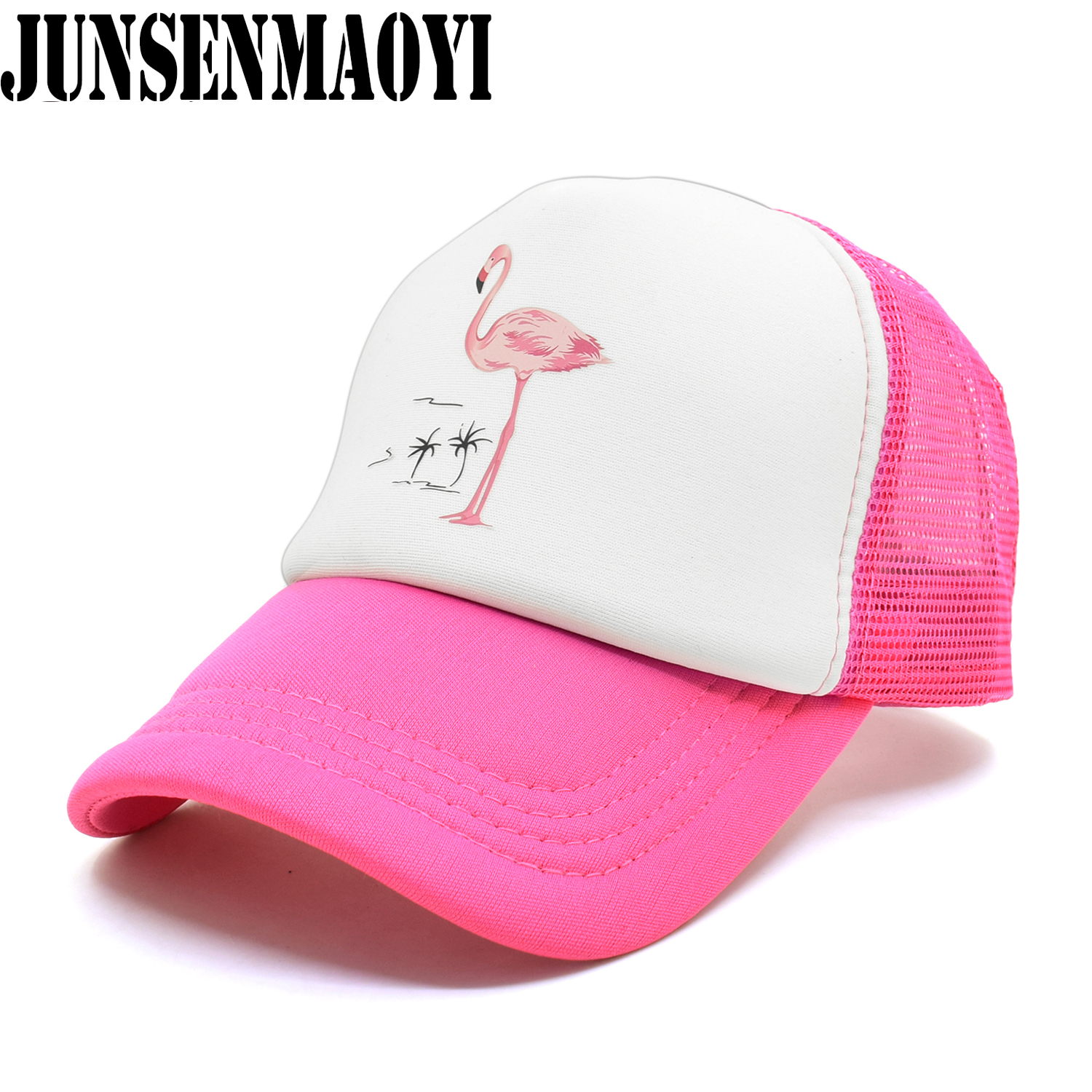 Casquette flamant rose rose pour filles, chapeau d'été, hip hop, en maille, pour femmes et enfants,