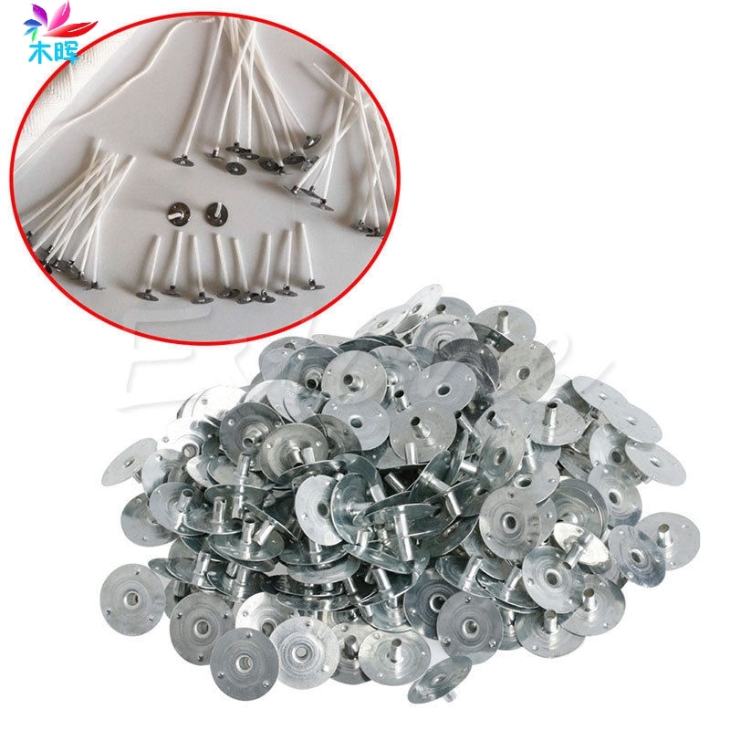 100/200Pcs Candle Wick Metal Sustainer Wick Tabs Silver For Candle Making