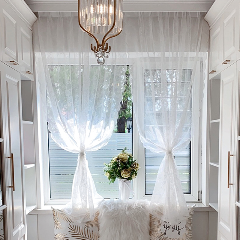 Tende trasparenti in pizzo bianco principessa Tulle tende per soggiorno telecamera da letto porta finestra finestra cucina tende corte drappo Cortinas