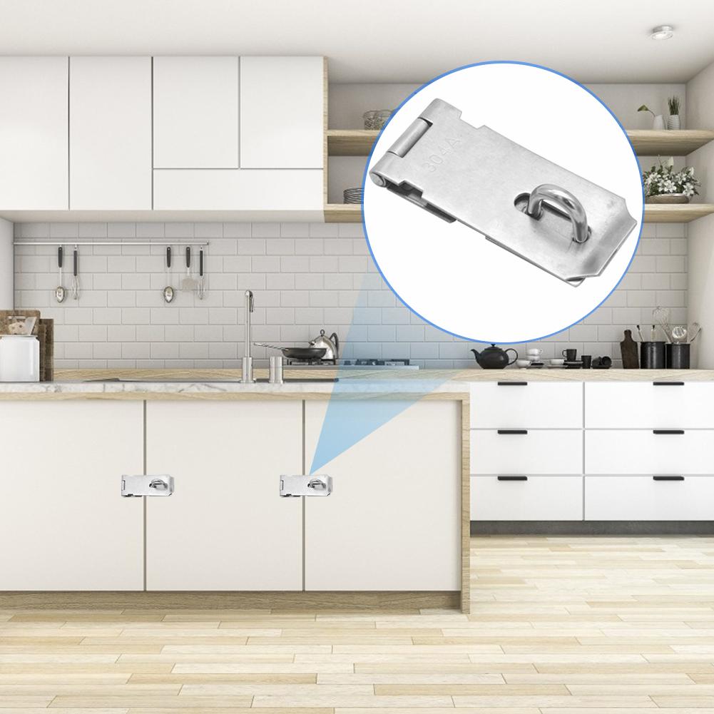 Padlock Clasp Gate Hasp Staple Easy Install Door Lock Anti Theft Hasp Staple Shed Latch Stainless Steel Door Lock Padlock Clasp