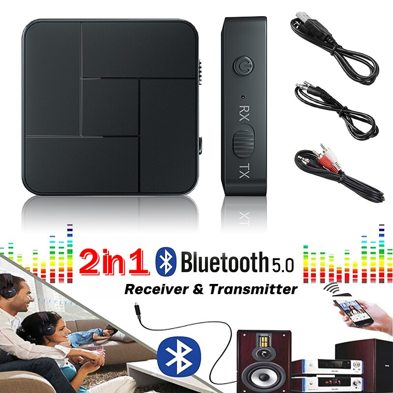 KN326 2-In-1 Bluetooth 5.0 Ontvanger Zender 3.5Mm Rca Aux Voor Tv Computer Projectie Draadloze Oortelefoon versterker Luidspreker