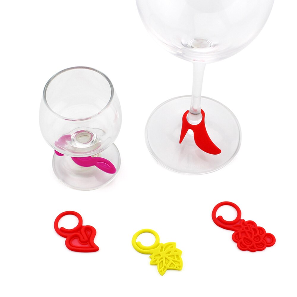 24Pcs Multicolor Zuignap Bril Marker Siliconen Label Party Gewijd Glas Cup Herkenner Gereedschap