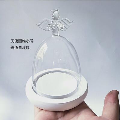 8.5*9cm Angel Top Glass Dome Home Decoration Diameter=8.5cm Height=9cm Different Base Glass Dome DIY Wedding Favor Friend: 1set white base dome