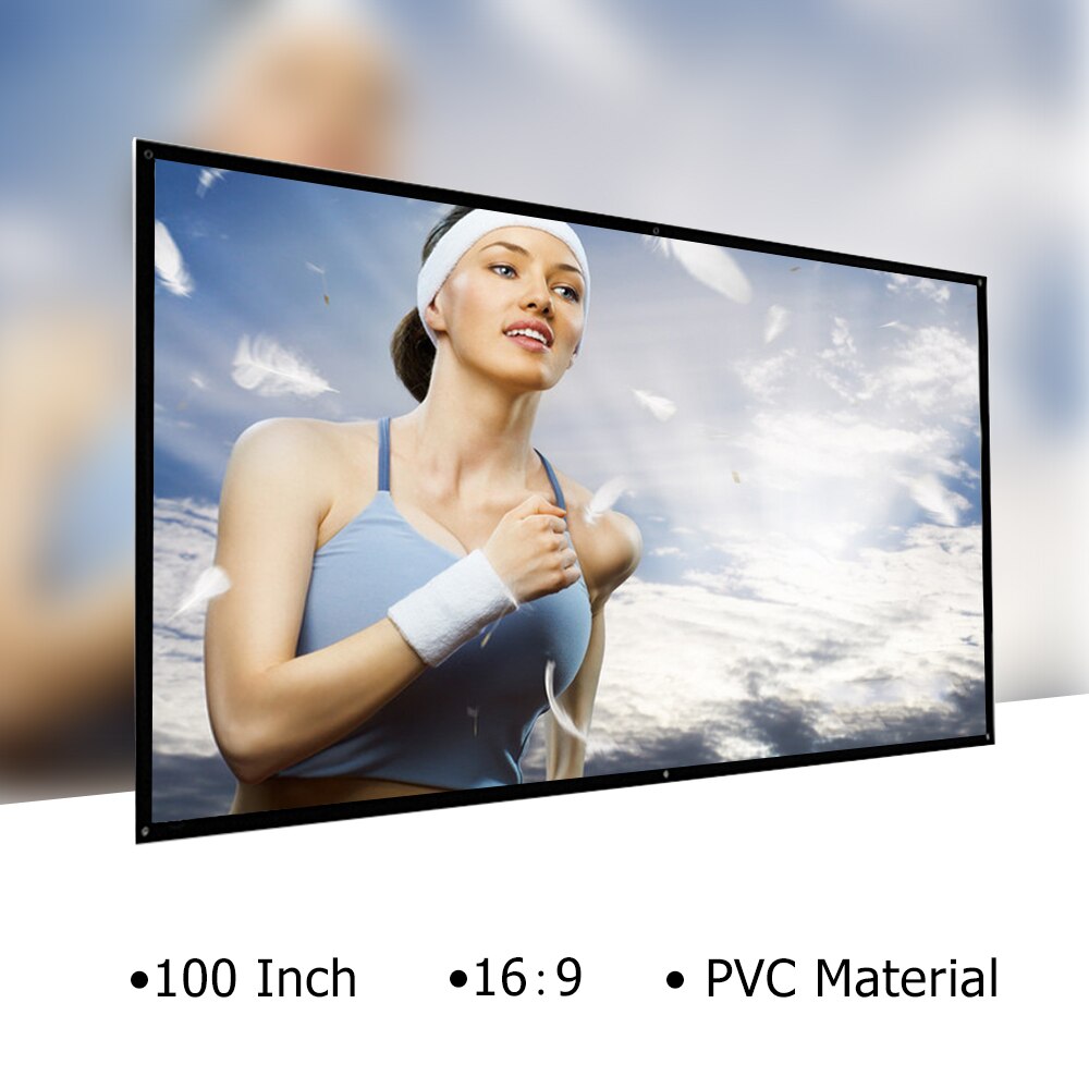 100 Inch Projector Screen 16:9 HD Portable Projection Screen Anti-Crease for Home Theater Outdoor Indoor Movies