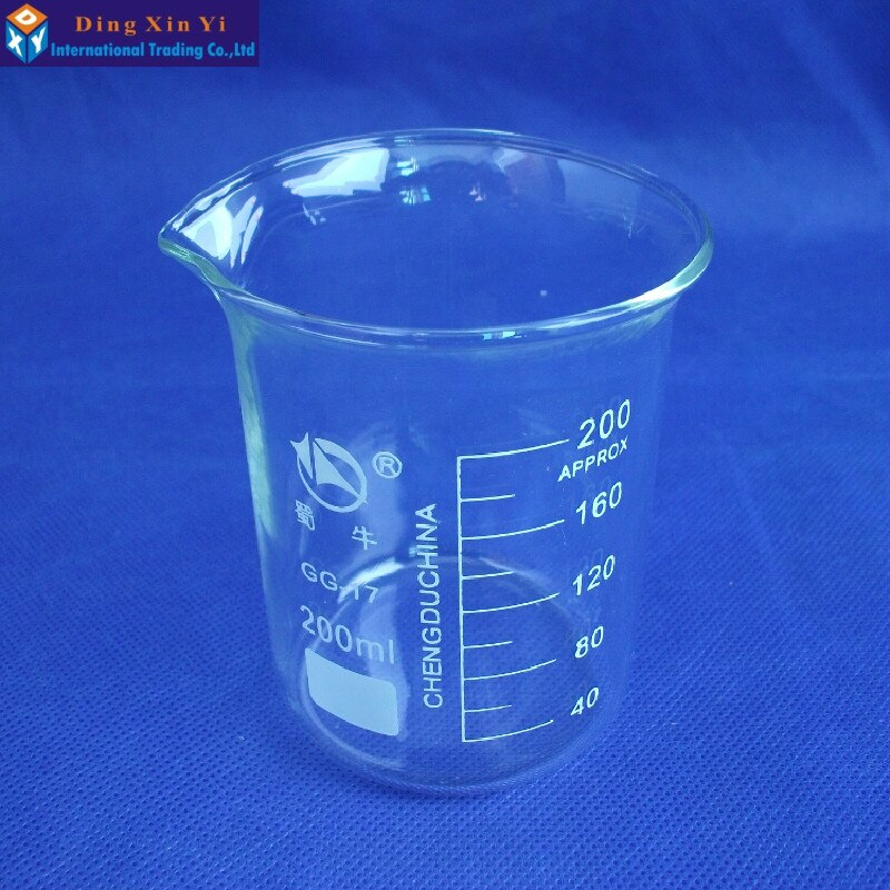 1pc 200ml Laboratory Glass Beaker Measuring Lab Beasker Grandado 2382