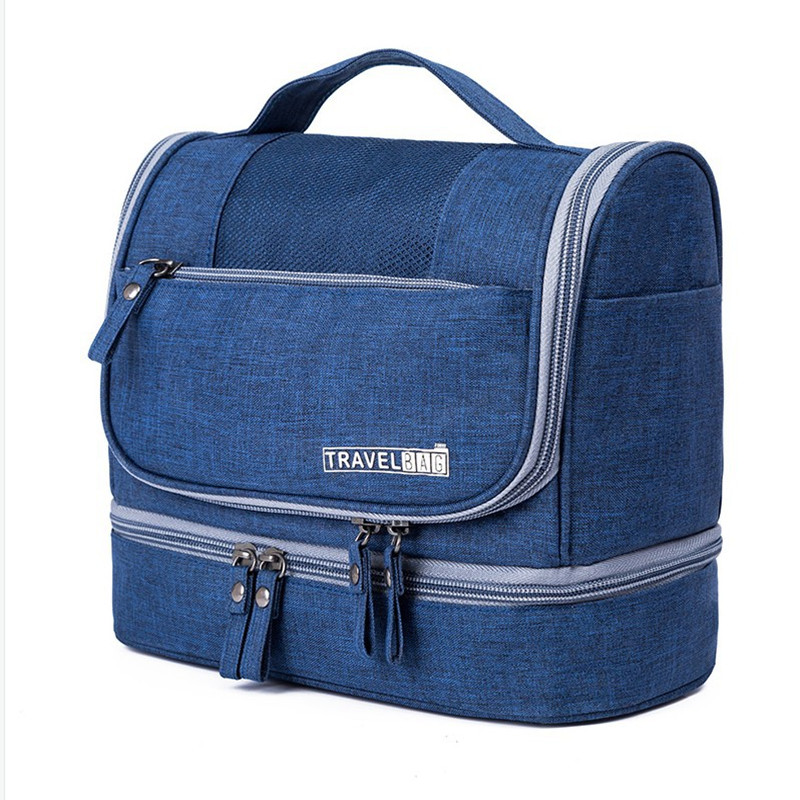 Men Hanging Hook Cosmetic Bag Travel Necessarie Large Toiletry Storage Women Makeup Vanity Cases Organizer Beauty Wash Pouch: Dark Blue