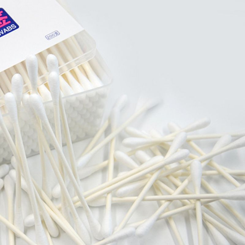 200Stck Doppel Wasser Tropfen Tipps Entfetten Baumwolle Tupfer mit Papier Stöcke Saugfähigen Knospen Applikator für machen-hoch Reinigung