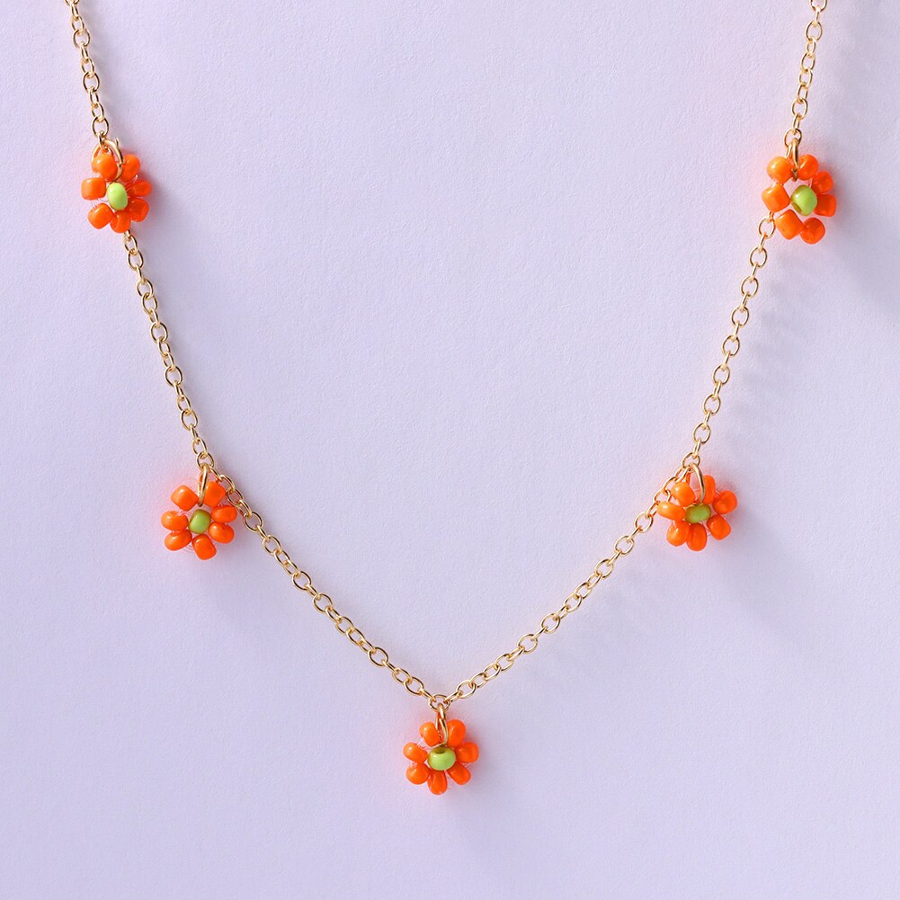 Collana di perline fiore margherita arcobaleno multistrato per donna cubana catena robusta girocollo Set gioielli bohémien regalo per feste Femme: 061207OR