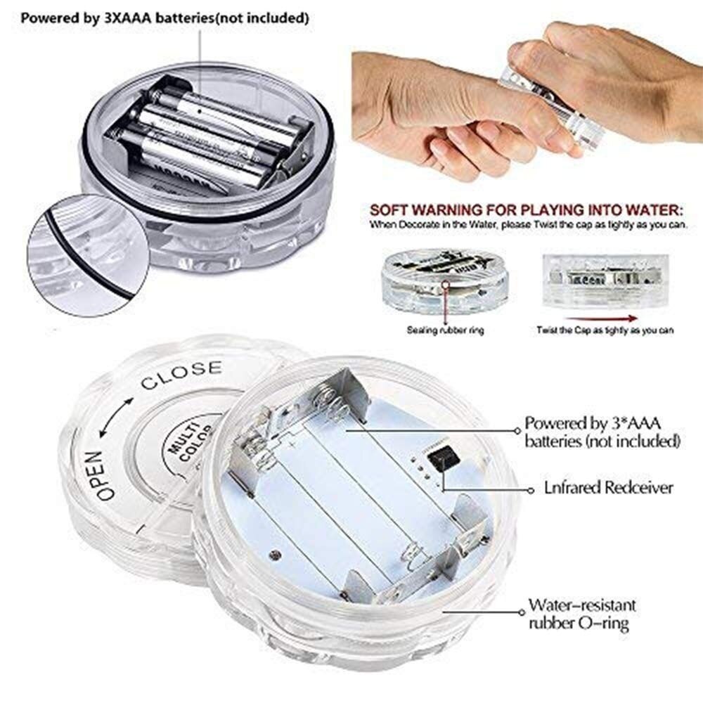 Submersible Led Lights with Remote Control, for Swimming Pool, Garden, Halloween, Fountain, Pond, Vase, Tub, Fish Tank,