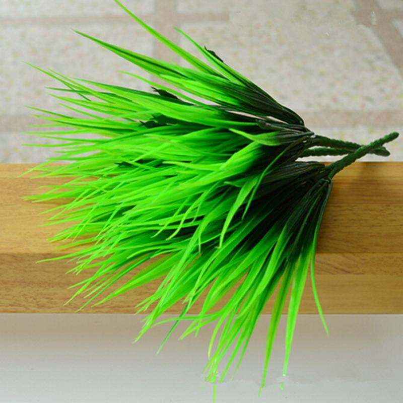 10Pcs/lot 7 Fork Artificial Green Plants Wreaths Plastic Fresh Grass for Wedding Decoration Fish Aquarium Tank Decoration