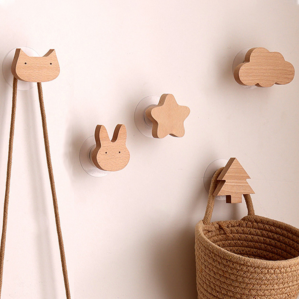 Crochets en bois d'animaux, 1 pièce, mignon, décoration de chambre, porte-clés mural, patère, porte de maison, crochet en bois, accessoires de cuisine, Gadget