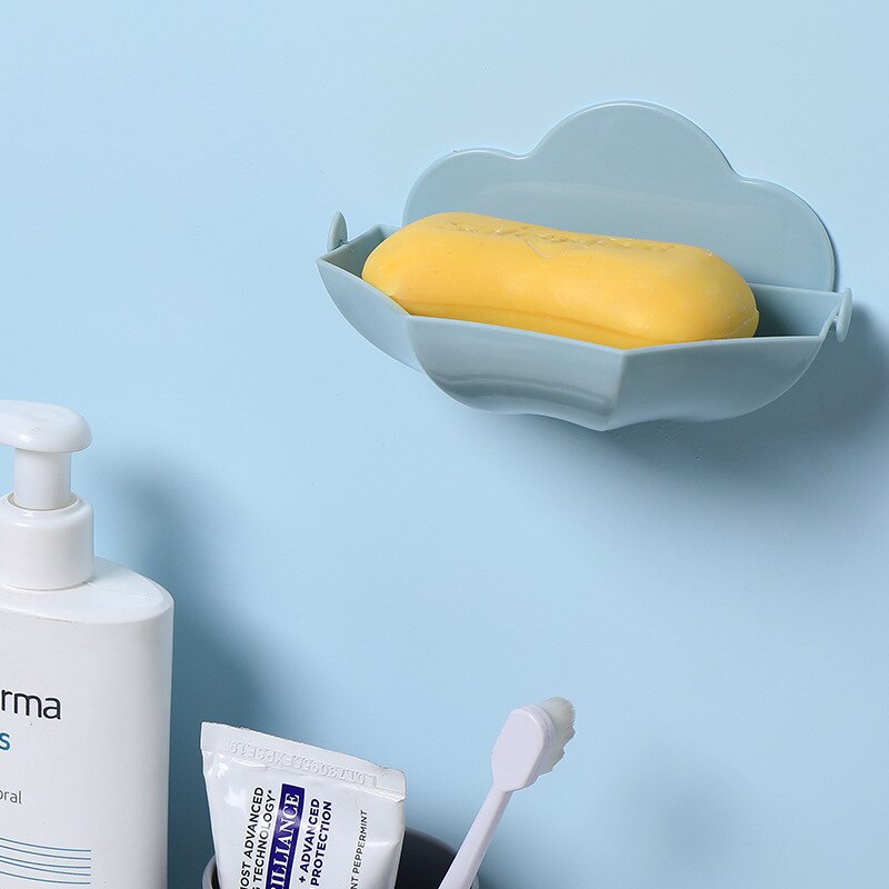 1Pc Cloud Zeephouder Wall Mounted Opknoping Badkamer Douche Zeepbakje Douche Platen Zeep Opslag Afvoer Plastic Zeepbakje rack