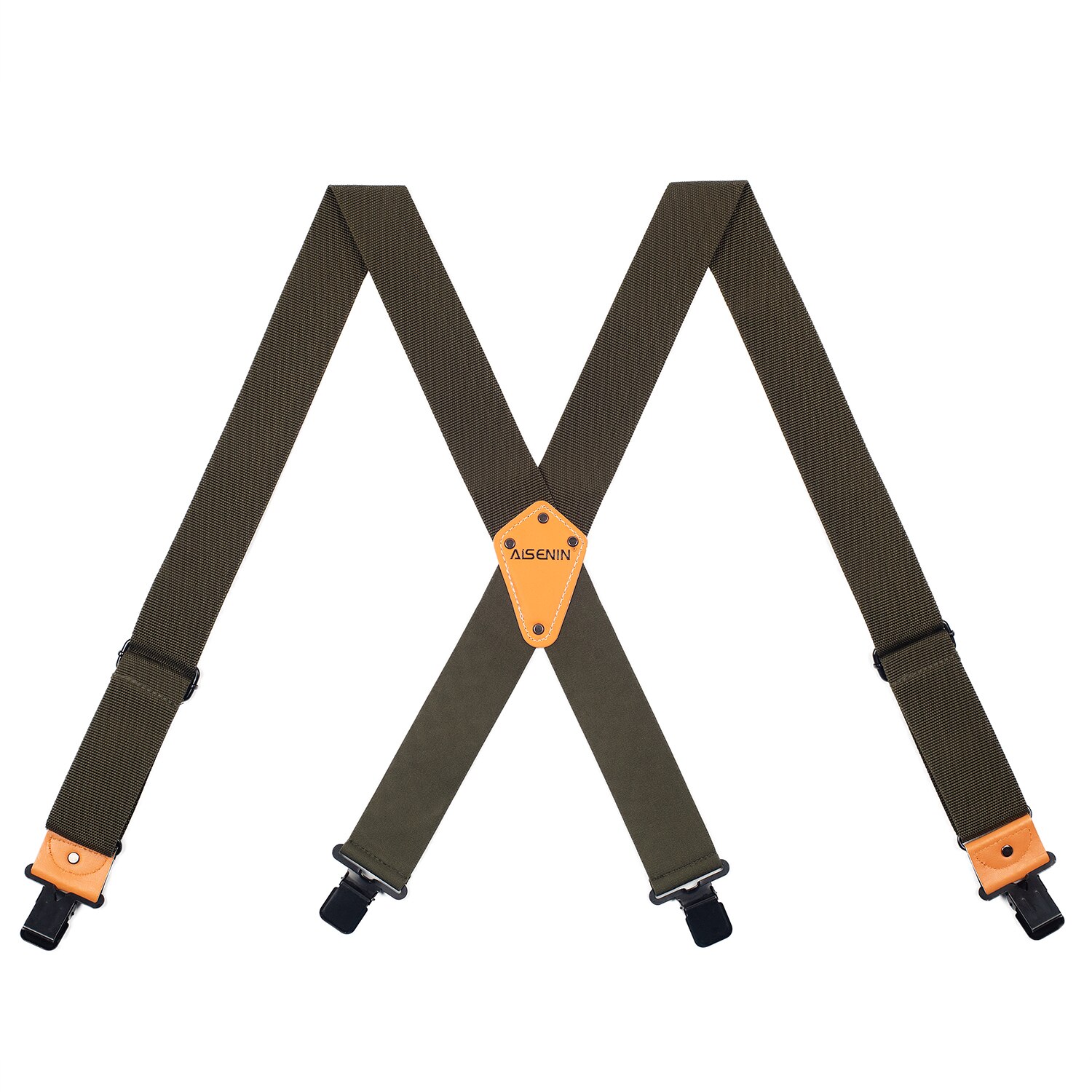 Tooling Suspender Mens Adjustable Four Clip-On X- Back Heavy Duty Braces Tool Suspenders Men Relieve Waist Weight Bretels Mannen: Army Green