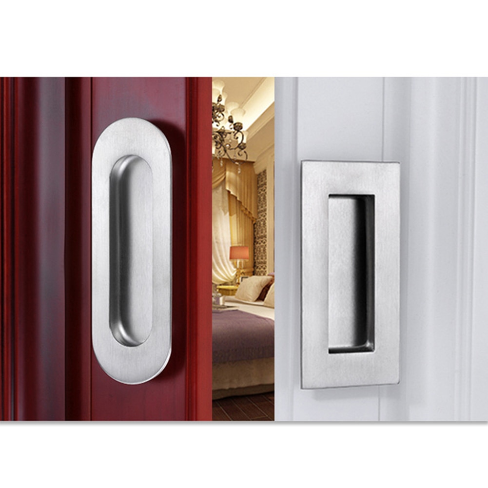 Door Knobs Cupboard Wardrobe Recessed Handle Pulls Stainless Steel Sliding Drawer Inset