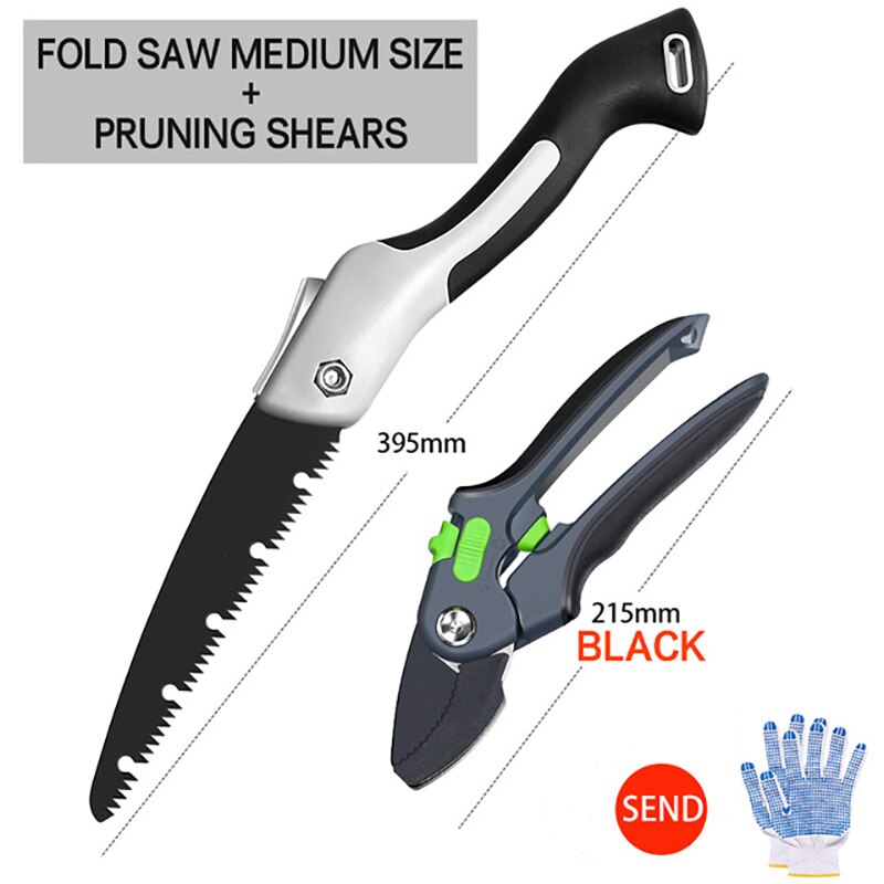OMY Gardening Pruning Shears Which Can Cut Branches of 35mm Diameter Fruit Trees Flowers Branches and Scissors Hand Tools: Black Set
