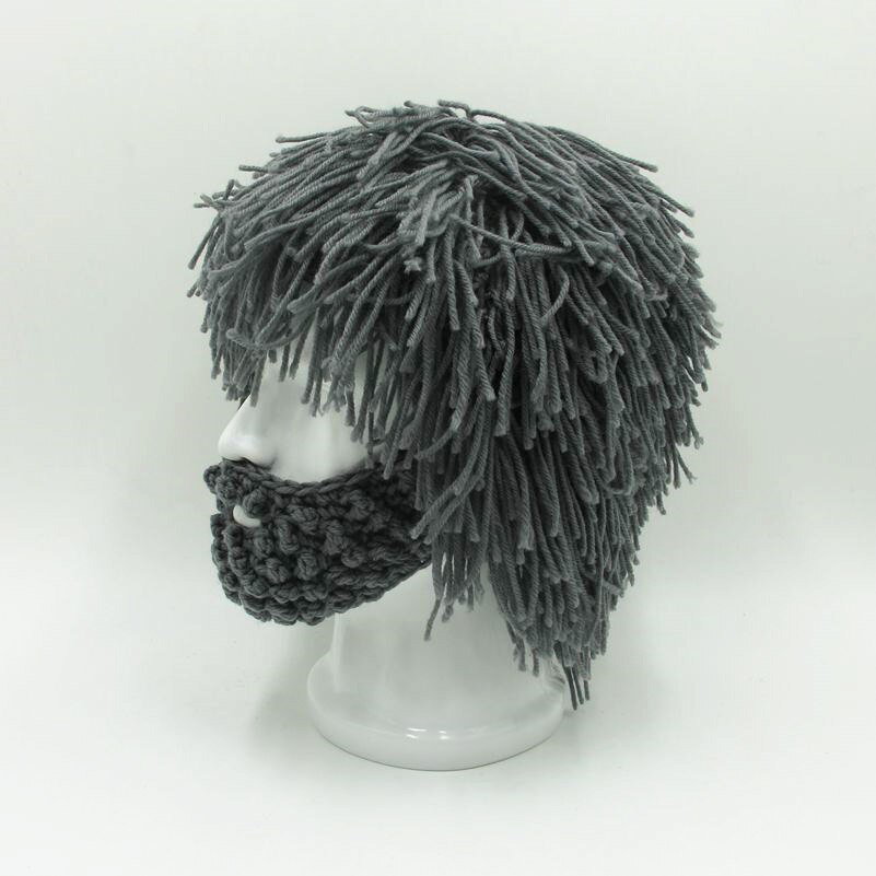 Erwachsene Häkeln Perücke Mütze mit Bart Wilden Mann Kreative Gestrickte Haar Hütte für Cosplay Partei Rasta Hütte