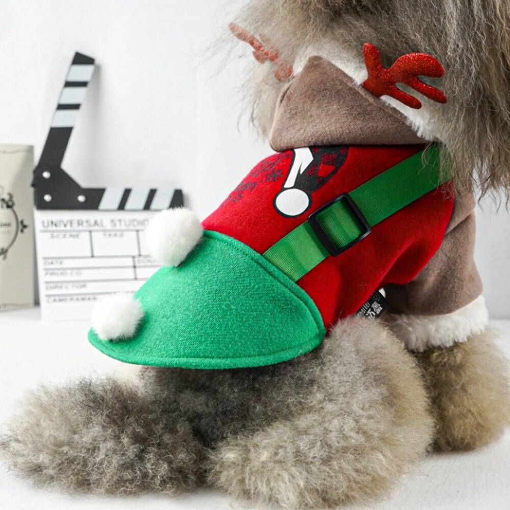 (xs-xxl) jul hundkläder vinter husdjur kappa jacka söt rådjur höst vinter liten hund yorkshire schnauzer corgi rolig kostym^