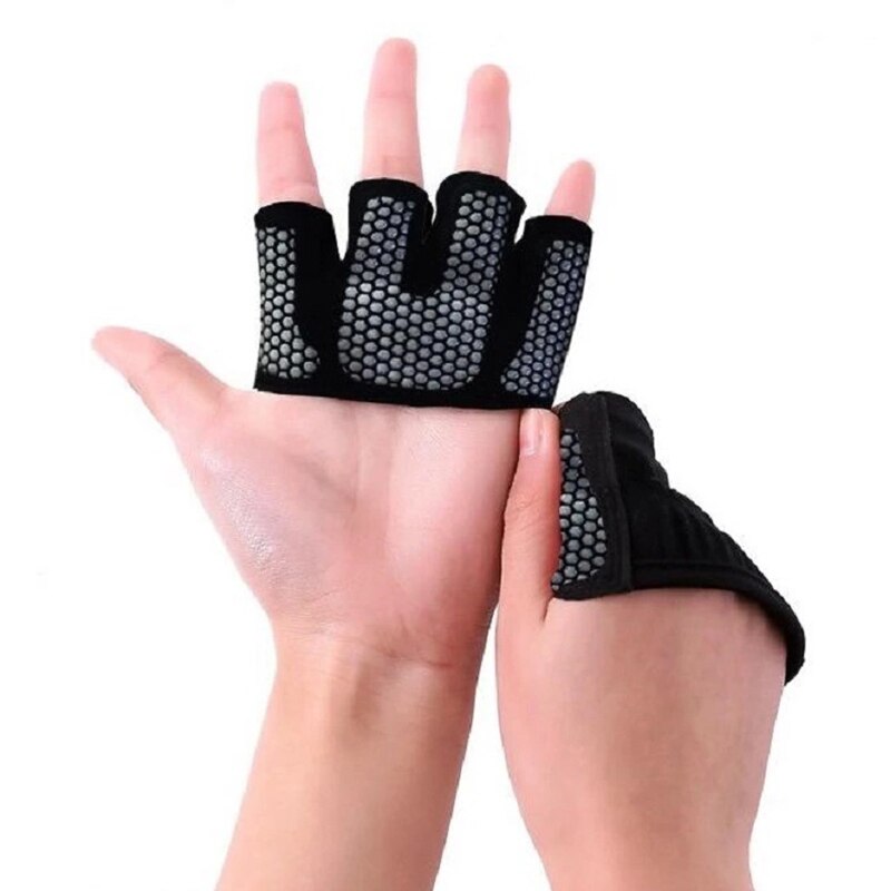 Breathable Gym Fitness Half Finger Gloves Men Women For Dumbbells Crossfit Sports Weight Lifting Bodybuilding Non-slip Gloves: Silver / M