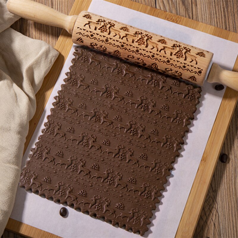 Valentine's Day DIY Christmas Embossing Rolling Pin Various pattern Baking Cookies Biscuit Fondant Cake Dough Engraved Roller