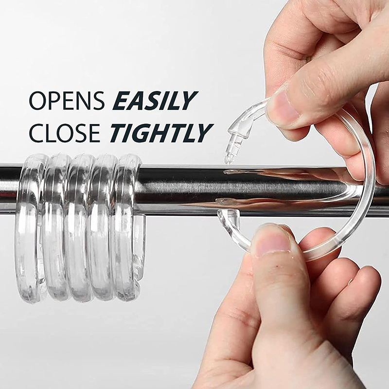 12 stk. åbne gardinringe gardinringe runde ringe bruseforhængsklemmer til gardiner og gardinstænger