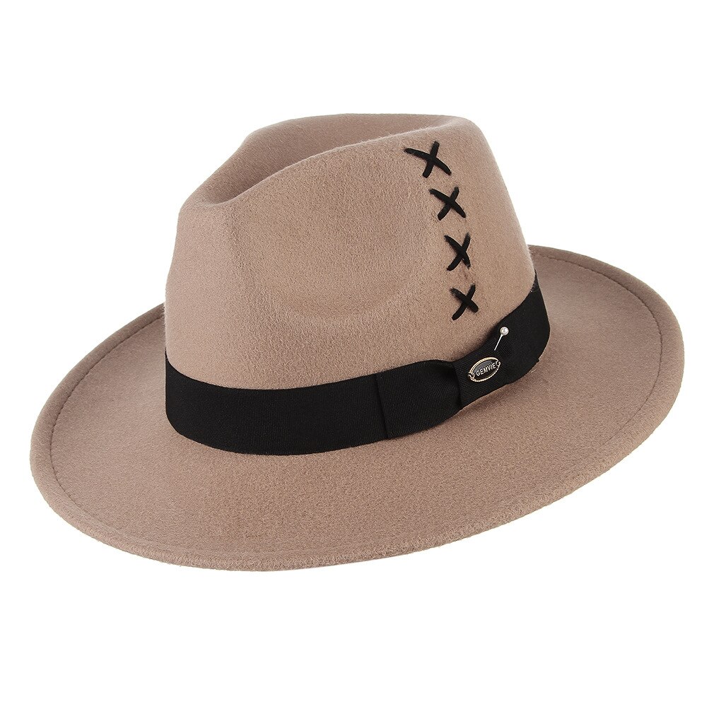 Fedora's hoed mannen vrouwen europees amerikaans feest winter fedora pet dame man naaien all-match banket hoeden  h7203: Kameel