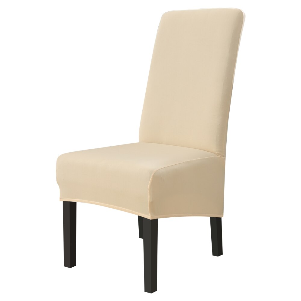Xl storlek lång rygg rygg stolsöverdrag spandex tyg stolsöverdrag restaurang hotell fest bankett säte slipcovers: Krämfärg