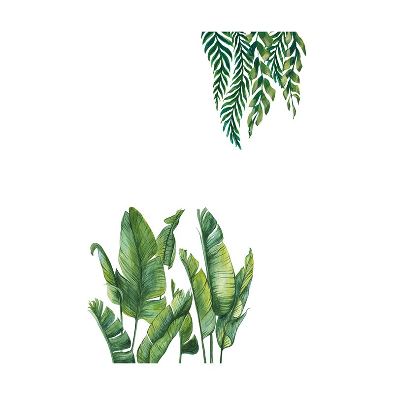 Woonkamer interieurdecoratie muurstickers groene planten muurstickers achtergrond muur achterblad: B