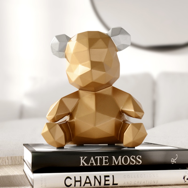 Bære origami statue geometri dyr kunst skulptur harpiks kunstværk stue indretning  l2986