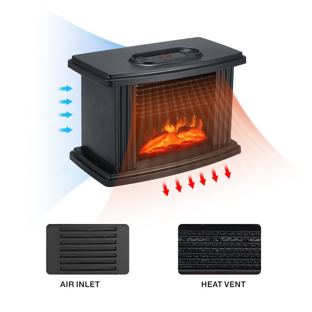 Elektrisk pejsvarmer indendørs varmelegeme europæisk stil fritstående elektrisk pejsvarmer ovnvarmer (med fjernbetjening)