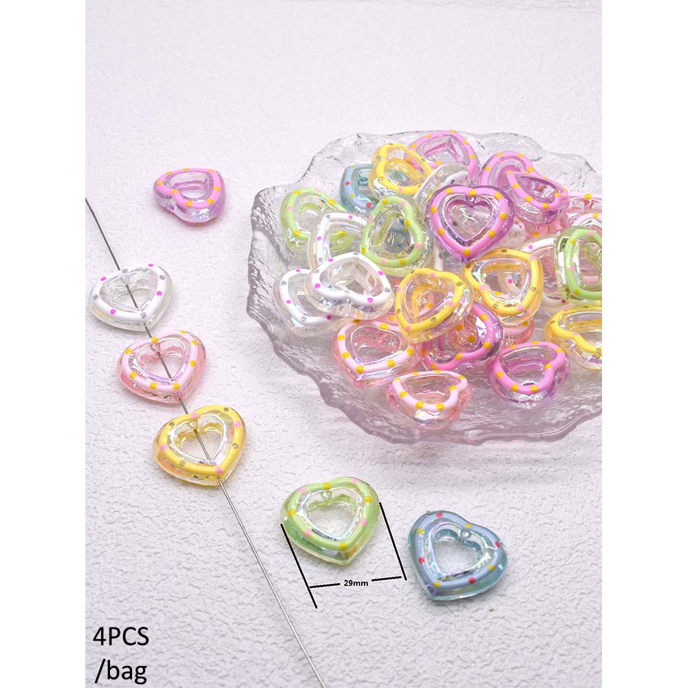 4/10pcs/bag Acrylic Beads Heart Star Flower Beads Color Painting Loose Spacer Beads for Jewelry Making DIY Phone Chain Bead Pen: SKY BLUE