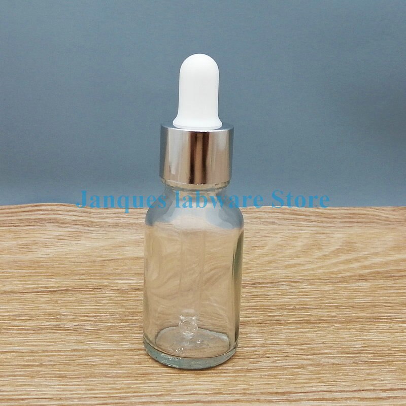 10 Stuks 5 Ml Tot 100 Ml Clear Dropper Fles Reagens Pipet Met Zilveren Cirkel Wit Zuigkracht