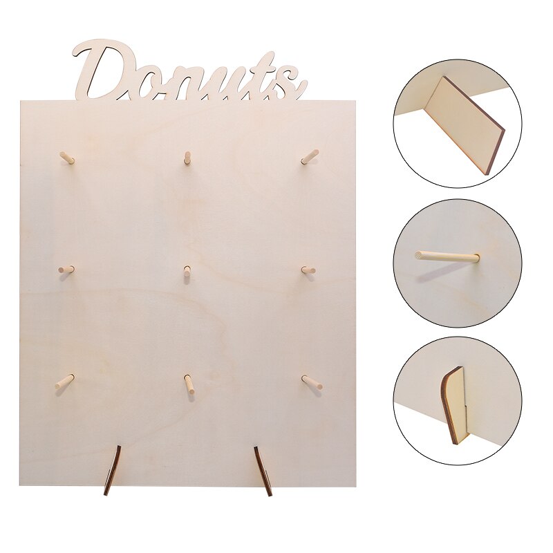 Reusable Wooden Donut Stand Wedding Decoration Table Donut Party Decor Baby Shower Birthday Party Favor Doughnut Display Stand