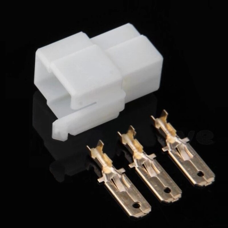 100Pcs Motorcycle Car ATV Scooter Boat Male 3 Way Connector 6.m Terminal 3-Pin Plug Connector