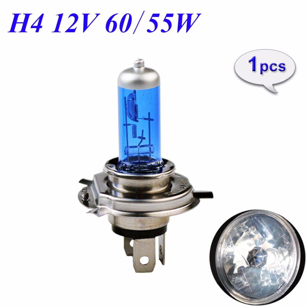 Flytop H4 Halogeen Lamp 12 v 60/55 w 5000 k Gloeilampglas Xenon Donkerblauw Glas Auto Licht super Wit