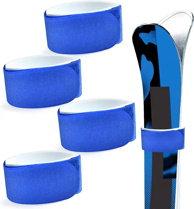 Correas ajustables para envolver esquí, banda para almacenamiento de esquí, cinta de sujeción para esquí, corbata de almacenamiento con almohadilla protectora, accesorios para esquís, deporte de invierno: Rojo