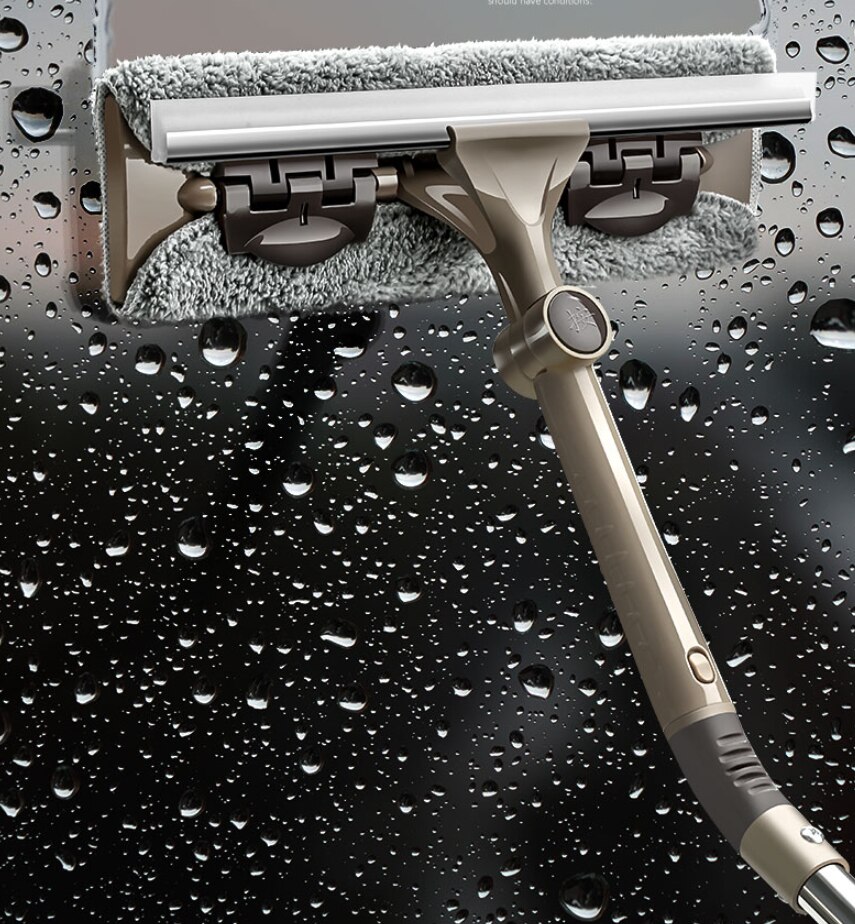 Glas Reinigung Werkzeug doppelseitige Teleskop Stange Fenster Reiniger Mopp Rakel Wischer Lange Griff Rotierenden Kopf Pinsel